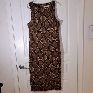 Michael Kors Brown Snake Print Midi Dress
